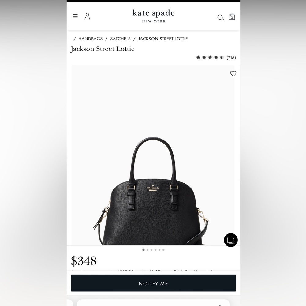 Kate Spade Jackson Street Lottie Ladies Medium Leather Satchel Handbag